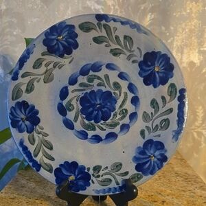 Hand-Painted Floral Ceramic Plate